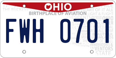 OH license plate FWH0701