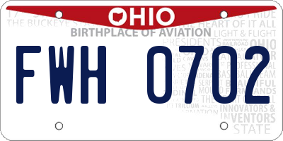 OH license plate FWH0702