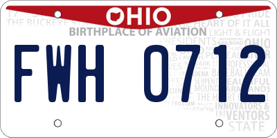 OH license plate FWH0712