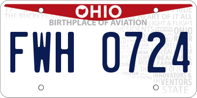 OH license plate FWH0724