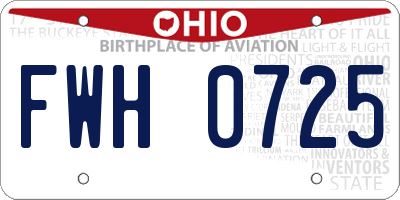 OH license plate FWH0725