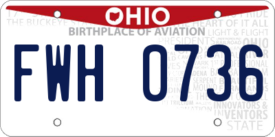 OH license plate FWH0736