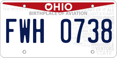 OH license plate FWH0738