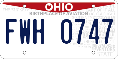 OH license plate FWH0747