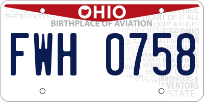 OH license plate FWH0758