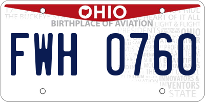 OH license plate FWH0760