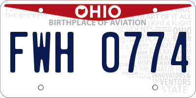 OH license plate FWH0774