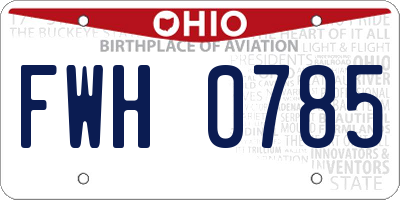 OH license plate FWH0785