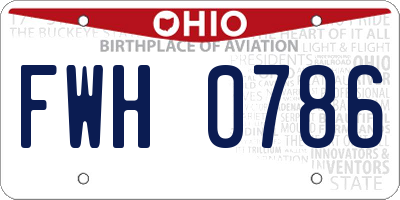 OH license plate FWH0786