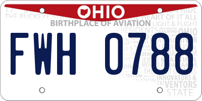 OH license plate FWH0788