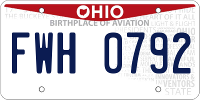 OH license plate FWH0792