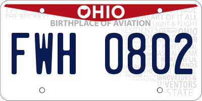 OH license plate FWH0802