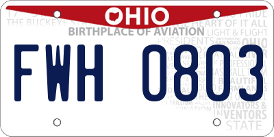 OH license plate FWH0803