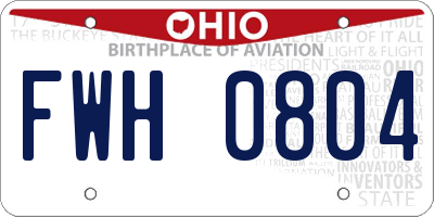 OH license plate FWH0804