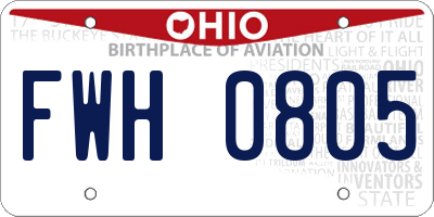 OH license plate FWH0805