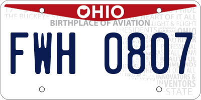 OH license plate FWH0807