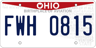 OH license plate FWH0815