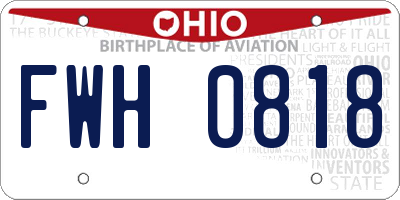 OH license plate FWH0818