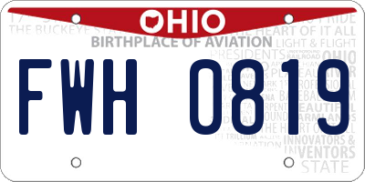 OH license plate FWH0819