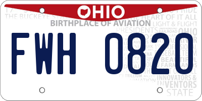 OH license plate FWH0820