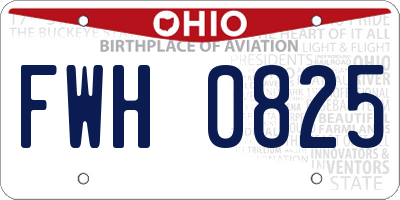 OH license plate FWH0825