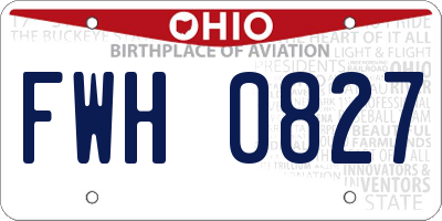 OH license plate FWH0827