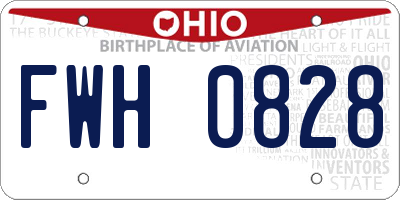 OH license plate FWH0828