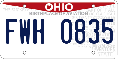 OH license plate FWH0835