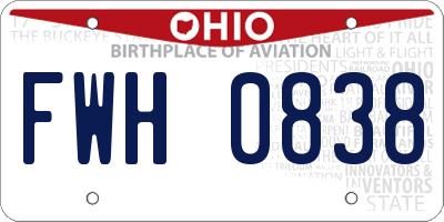 OH license plate FWH0838