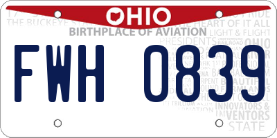 OH license plate FWH0839