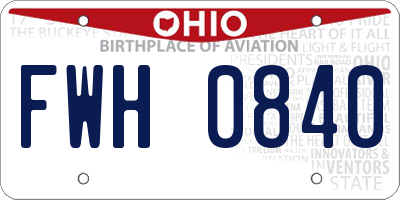 OH license plate FWH0840