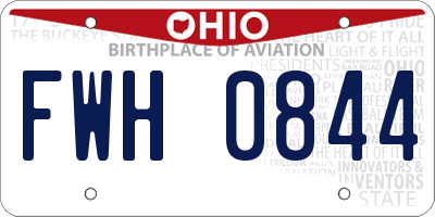 OH license plate FWH0844