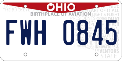 OH license plate FWH0845