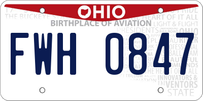 OH license plate FWH0847