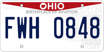 OH license plate FWH0848