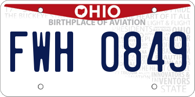 OH license plate FWH0849