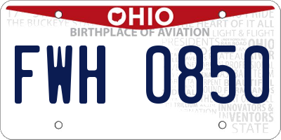 OH license plate FWH0850