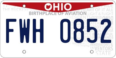 OH license plate FWH0852