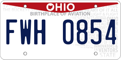 OH license plate FWH0854