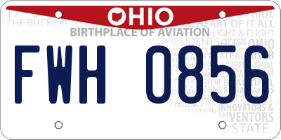 OH license plate FWH0856