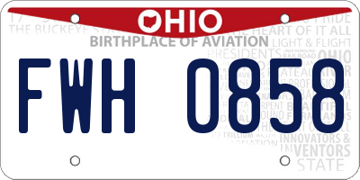 OH license plate FWH0858