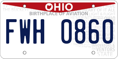 OH license plate FWH0860