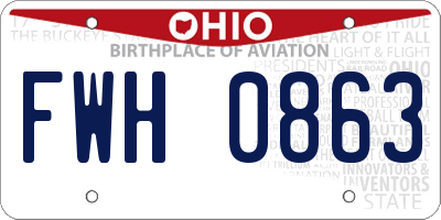 OH license plate FWH0863