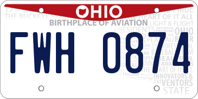 OH license plate FWH0874