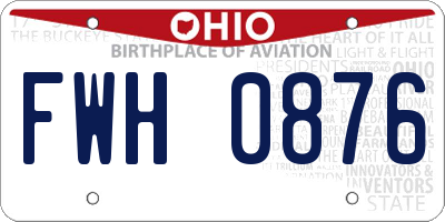 OH license plate FWH0876