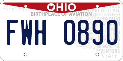 OH license plate FWH0890