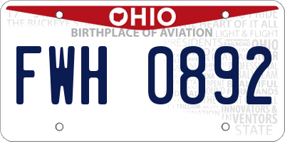 OH license plate FWH0892