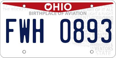 OH license plate FWH0893