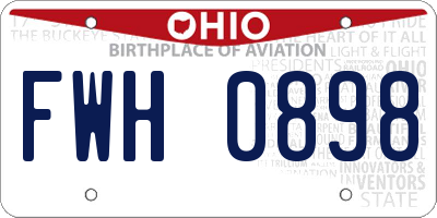 OH license plate FWH0898