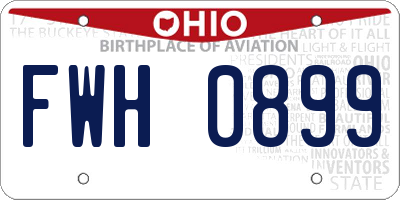 OH license plate FWH0899